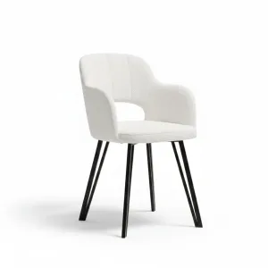 Krzesło tapicerowane ORIS kremowe  boucle drewno metal nowoczesne