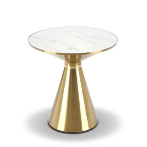 Stolik kawowy ORMA złoty z marmurowym blatem - biały lub czarny, styl glamour