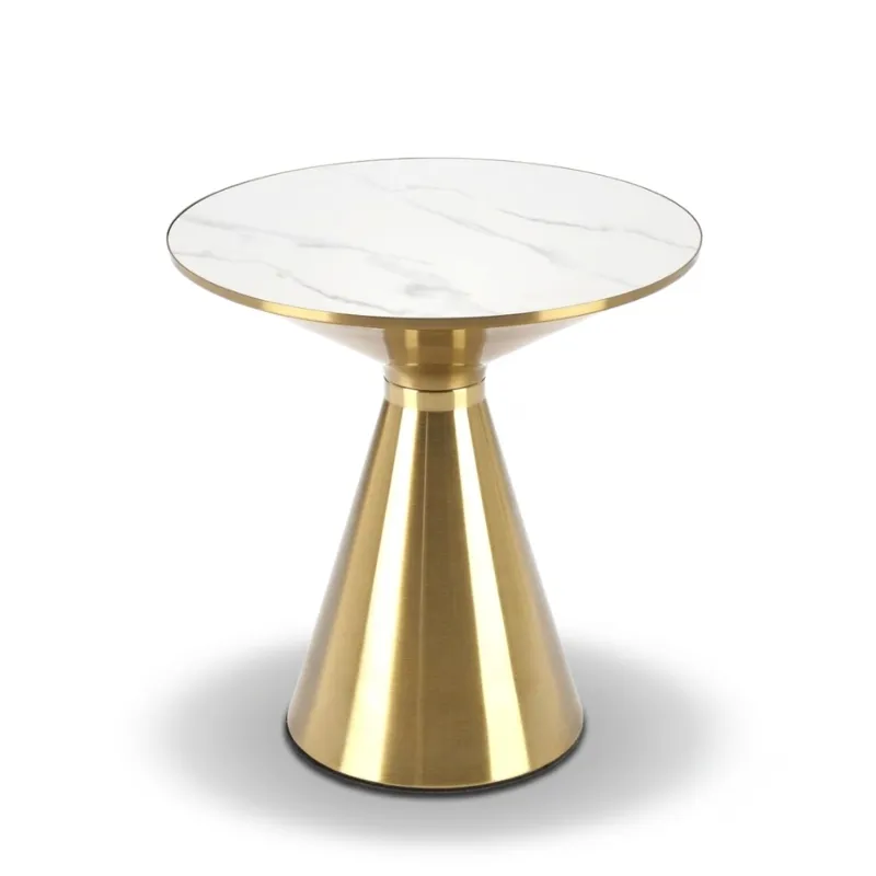 Stolik kawowy ORMA złoty z marmurowym blatem - biały lub czarny, styl glamour
