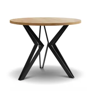 Stolik kawowy VERTEX okrągły dąb sonoma - stolik do salonu, metalowa podstawa, styl loft