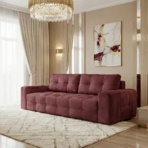 Sofa rozkładana LUSSI trzyosobowa z funkcją spania bordowa