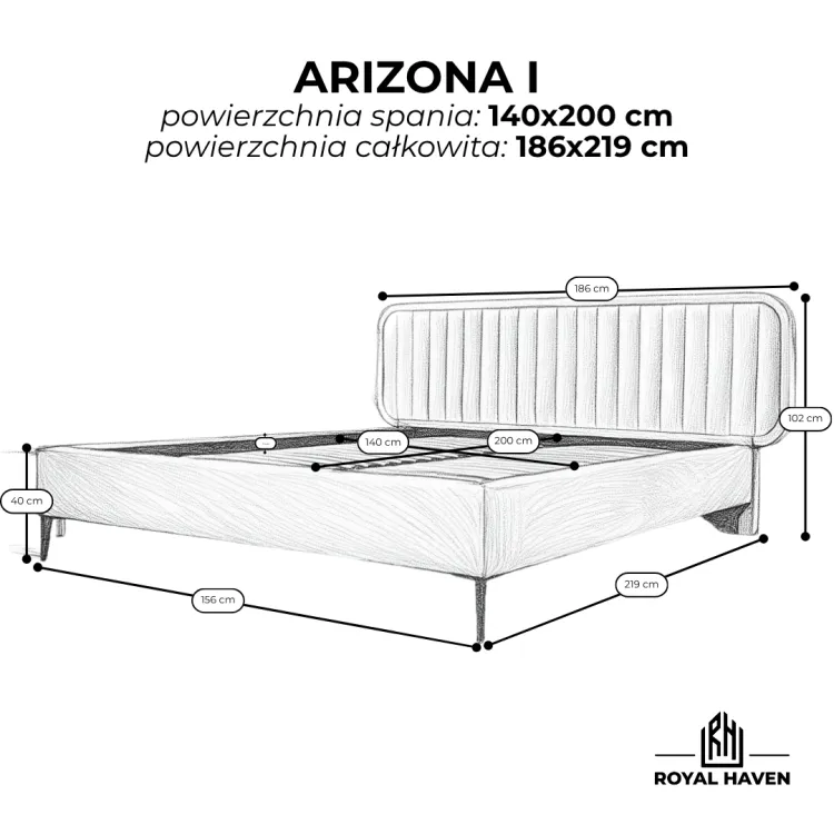 Łóżko tapicerowane beżowe 140x200 ARIZONA