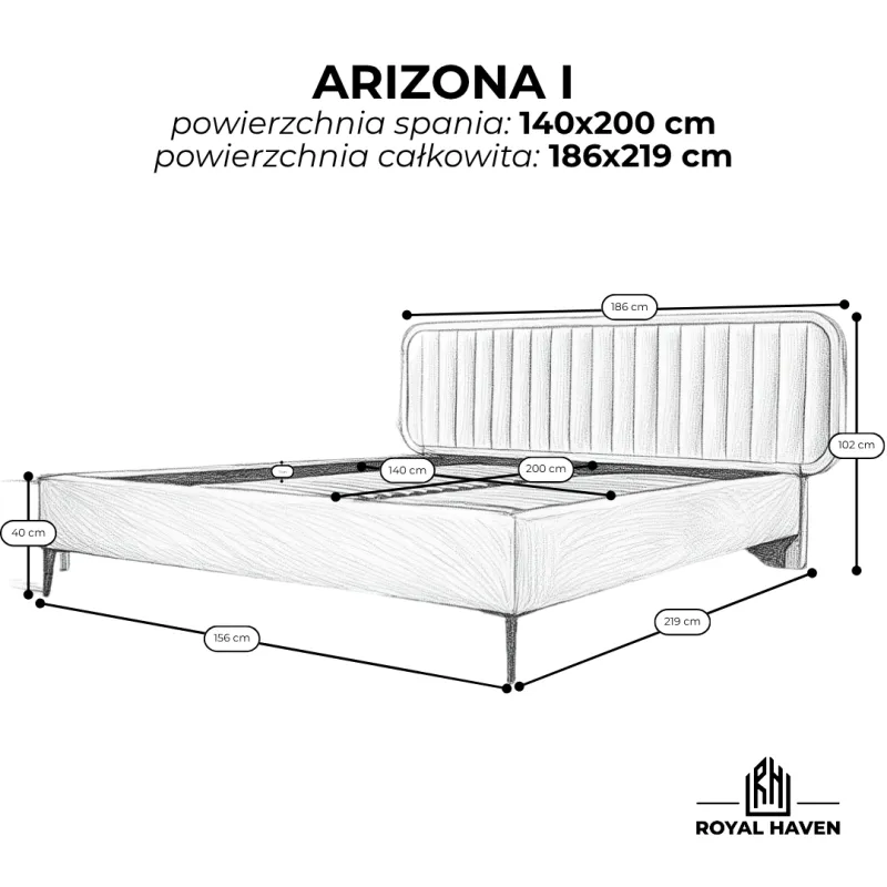 Łóżko tapicerowane beżowe 140x200 ARIZONA