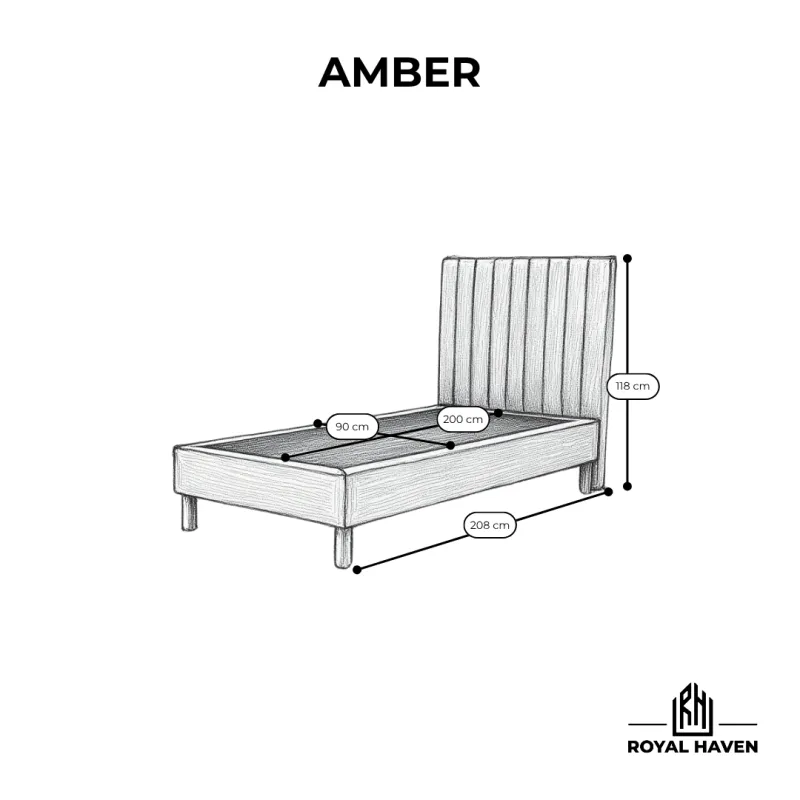 Łóżko hotelowe 90x200 – AMBER - szare, welur