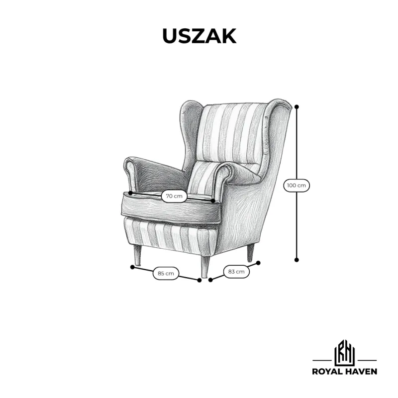 Fotel USZAK klasyczny w paski - idealny do salonu lub sypialni