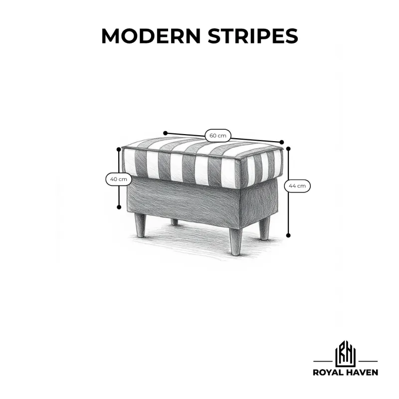 Pufa tapicerowana MODERN STRIPES podnóżek do fotela USZAK