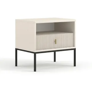 Szafka nocna kaszmir ryflowana LUNA - nowoczesna z szufladą do sypialni