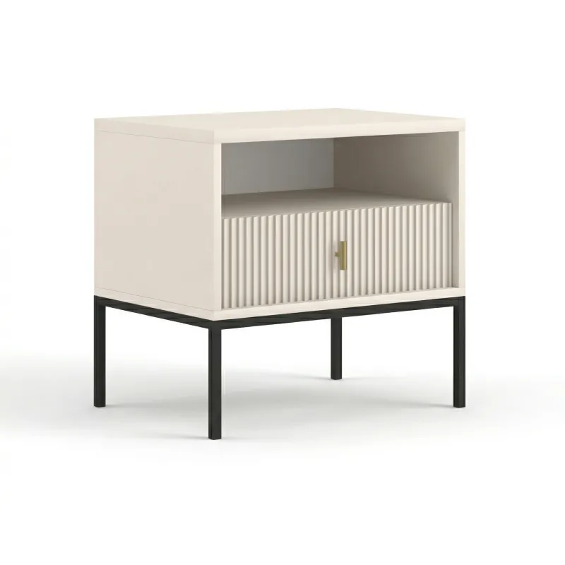 Szafka nocna kaszmir ryflowana LUNA - nowoczesna z szufladą do sypialni