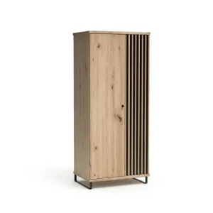 Szafa 2-drzwiowa dąb artisan z lamelami LAMIVO - nowoczesna szafa do sypialni
