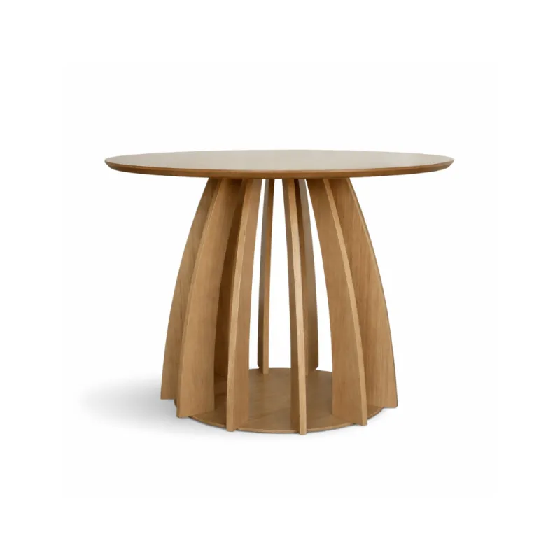 Stół jadalniany okrągły dębowy RIVE z ryflowaną podstawą