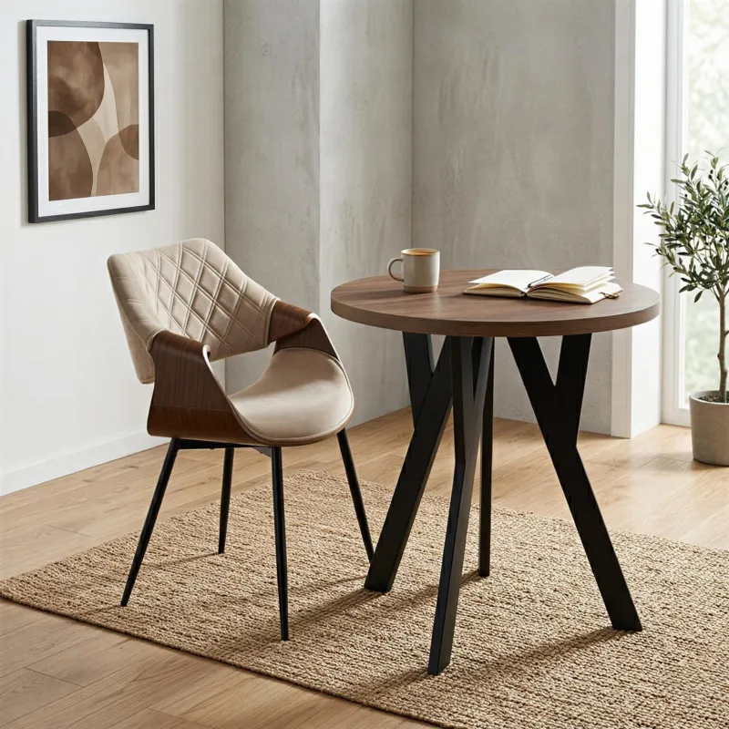 Krzesło tapicerowane welurowe KARO modern nowoczesne szare/orzech (id: 1148)