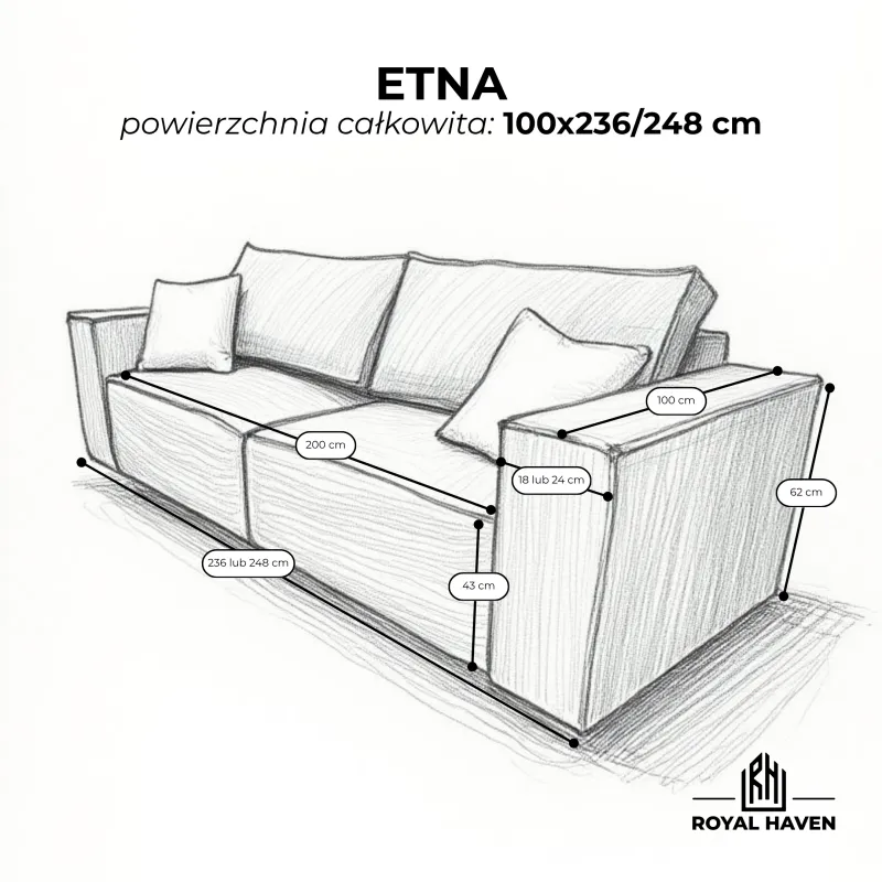 SOFA ETNA - nowoczesna sofa z funkcją spania i pojemnikiem na pościel