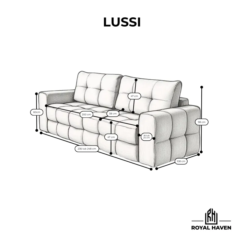 Sofa rozkładana LUSSI trzyosobowa z funkcją spania