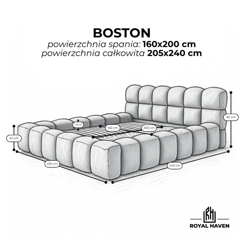 Łóżko tapicerowane 160x200 BOSTON
