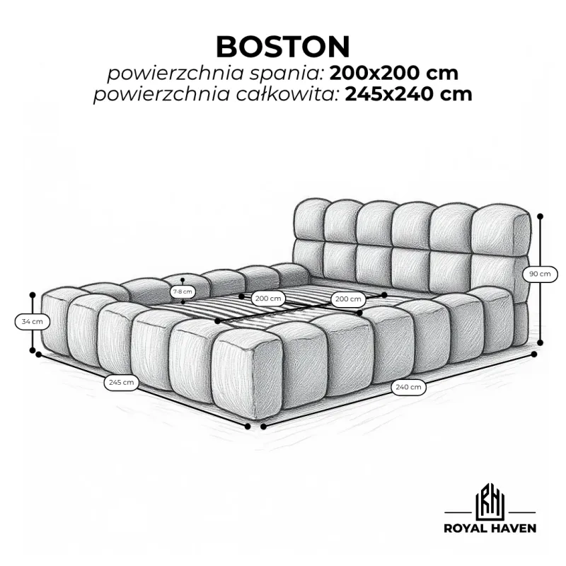Łóżko tapicerowane 200x200 BOSTON