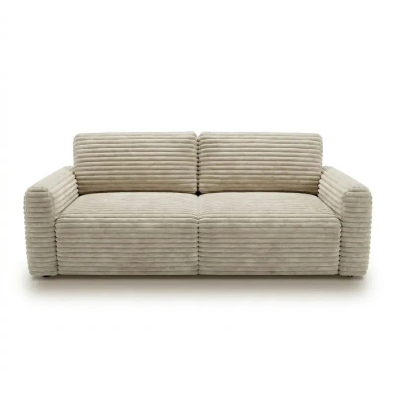 Sofa rozkładana TEDDY z funkcją spania i pojemnikiem na pościel - sztruks biało-beżowa